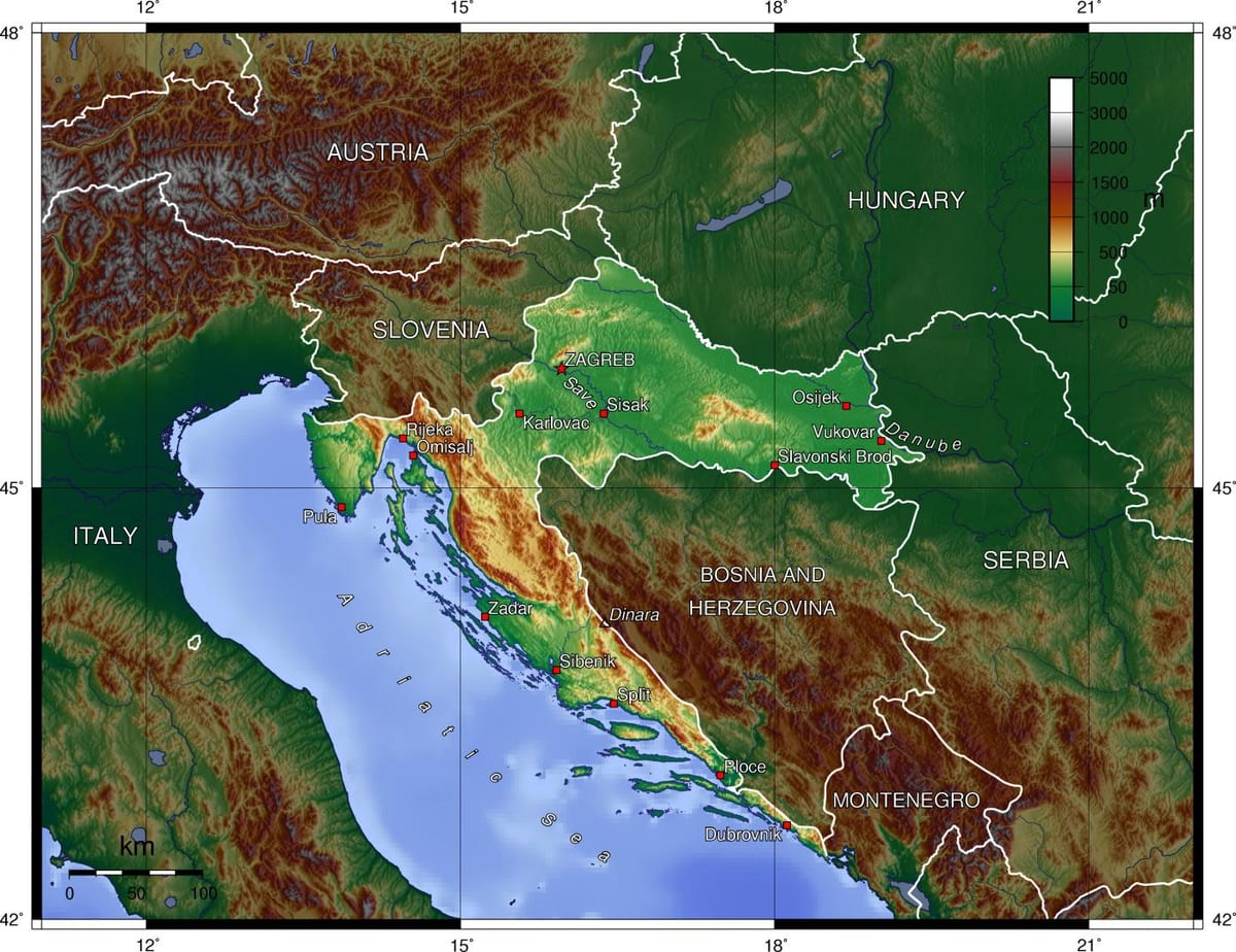 croatia jiografia ramani