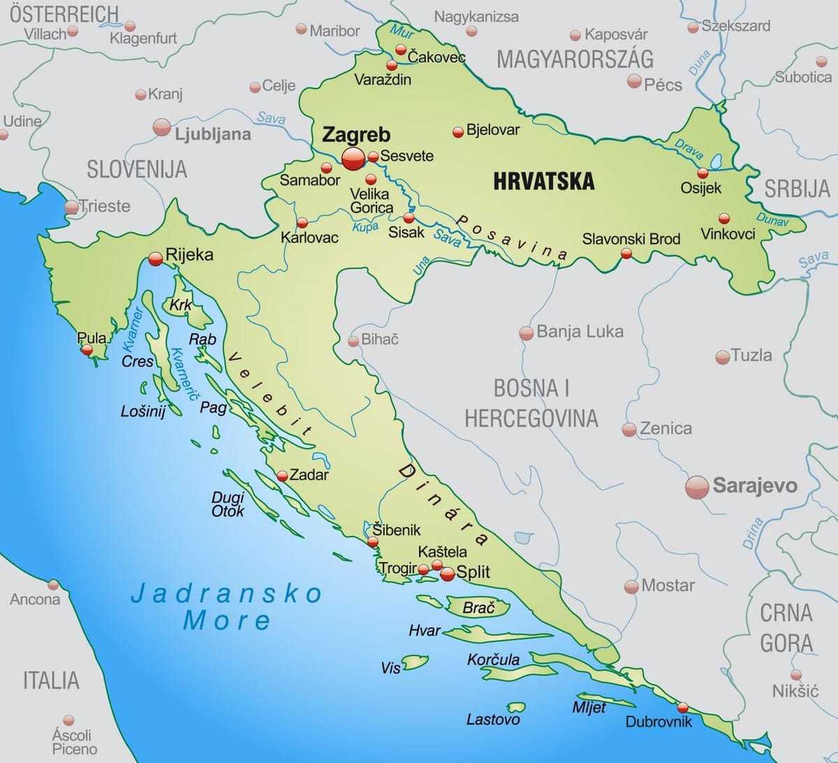 kaskazini croatia ramani