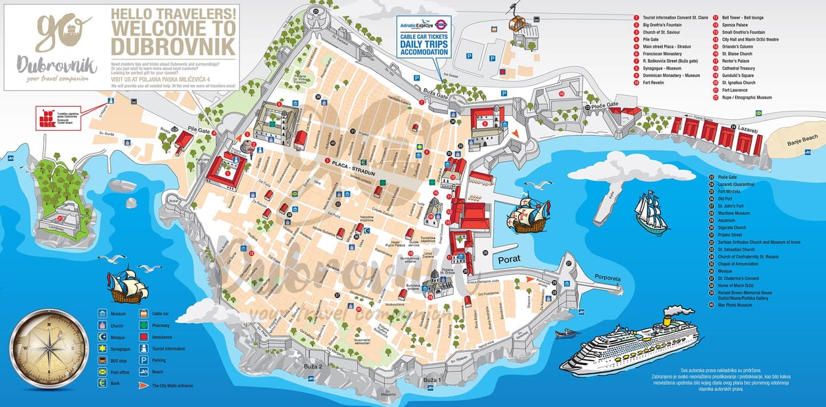 ramani ya mji wa kale dubrovnik croatia